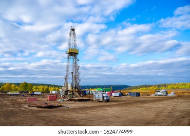 Oil and Gas Drilling Rig. Oil drilling rig operation on the oil platform in oil and gas industry