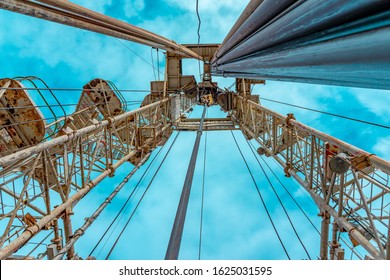 Oil and Gas Drilling Rig. Oil drilling rig operation on the oil platform in oil and gas industry