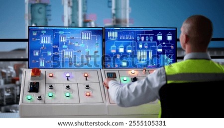 Oil And Gas Engineer Using PC Computers Screen