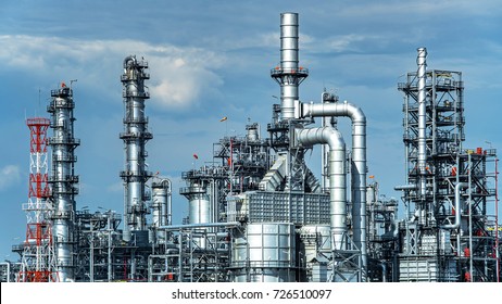 Oil   gas industrial Oil refinery plant form industry Refinery factory oil storage tank   pipeline steel and sunset   cloudy sky background Thailand