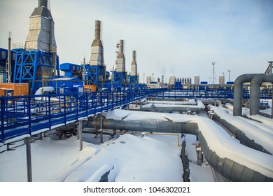 Oil, Gas Industry. Gas Booster Compressor Station, Gas Transportation Plant