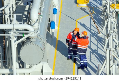 Oil And Gas Industry. Work On The Gas Tanker Safety Monitor. Industrial