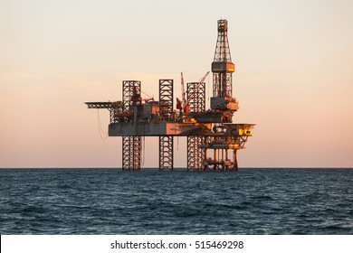 Oil and gas jack up drilling rig in the ocean sea from oil and gas industrial petroleum. This rig is Jack up rig type
