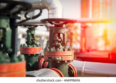 Oil and gas pipe line valves - Shutterstock ID 446998696