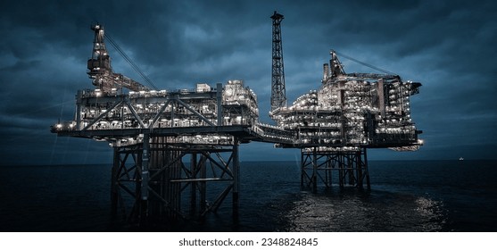Oil and gas platforms north sea - Shutterstock ID 2348824845