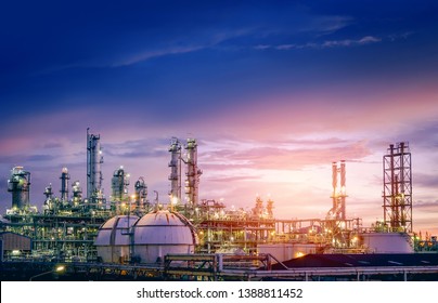 Oil and gas refinery plant or petrochemical industry on sky sunset background, Factory with evening, Manufacturing of petrochemical industrial - Shutterstock ID 1388811452