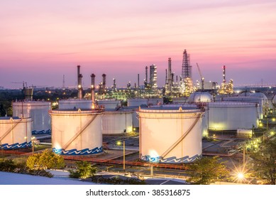 Oil And Gas Refinery At Twilight