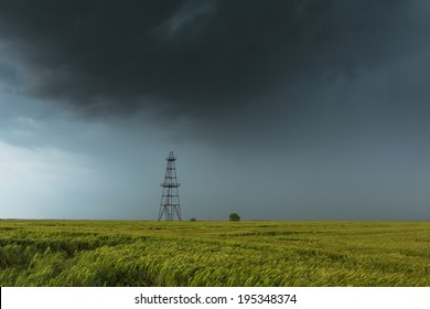 Oil And Gas Rig Under Heavy Storm