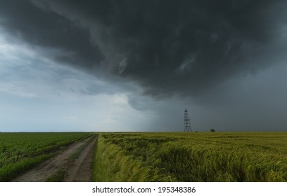 Oil And Gas Rig Under Heavy Storm