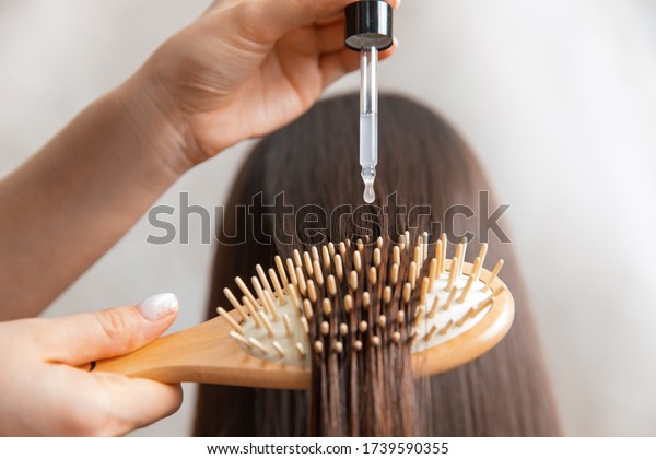 Oil hair treatment for woman. Concept hairdresser\
spa salon.