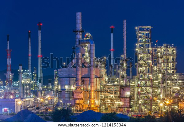 Oil Industry Refinery factory , Petroleum,\
petrochemical plant  with\
Twilight.\
\
