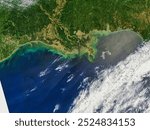 Oil Leak from Damaged Well in Gulf of Mexico. These satellite images were among the first revealing the scope of the Deepwater Horizon spill. Elements of this image furnished by NASA.