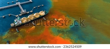 Oil leak from Ship , Oil spill pollution polluted water surface water pollution as a result of human activities. industrial chemical contamination. oil spill at sea. petroleum products. Insurance