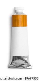 Oil Paint Tube With Blank Label Cut Out.