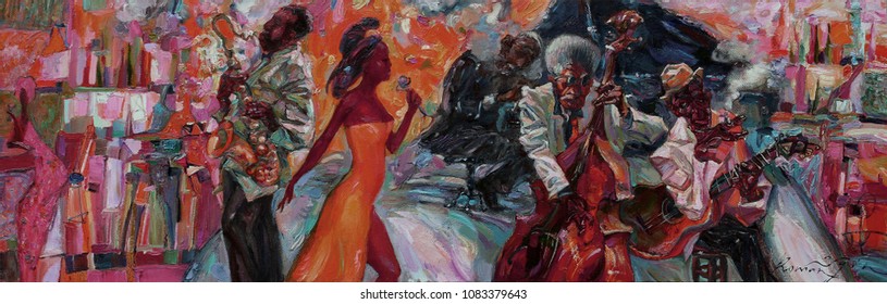 oil painting, artist Roman Nogin, series "Sounds of Jazz." looking for partnerships with artdillers - contact facebook