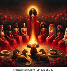 Oil Painting Artistic Image 6 Priestesses AI-generated image 2433115109 ...