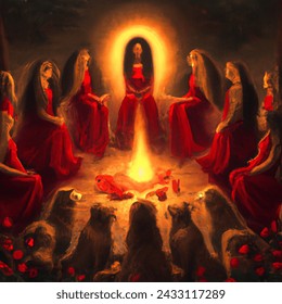 Oil Painting Artistic Image 6 Priestesses AI-generated image 2433115109 ...