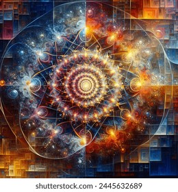 Oil painting artistic image of universal holographic fractal