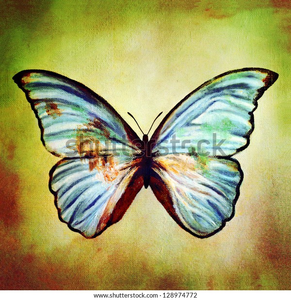 Oil Painting Blue Butterfly Stock Photo Shutterstock