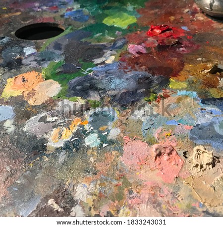 Oil painting classic palette with lots of colors