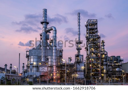 Oil refinery​ and petrochemical plants with a twilight background