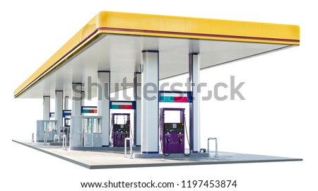 Oil petrol dispenser station isolated on white background with clipping path