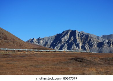 Oil Pipeline On The North Slope Of Alaska