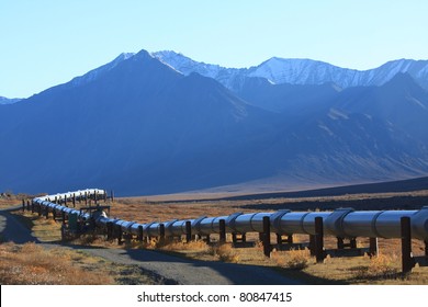 Oil Pipeline On The North Slope Of Alaska