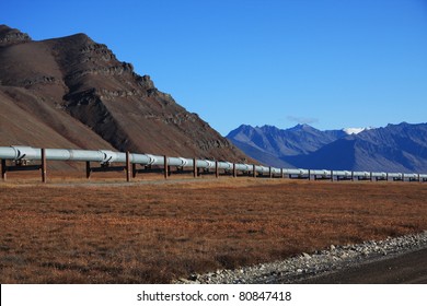 Oil Pipeline On The North Slope Of Alaska