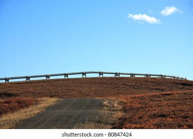 Oil Pipeline On The North Slope Of Alaska