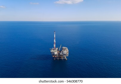 Oil Platform In The Gulf Of Mexico - Aerial View