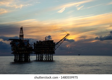 Oil Platform In The North Sea. 