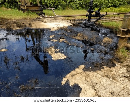 
Oil pollution on the ground surface due to well head leakage