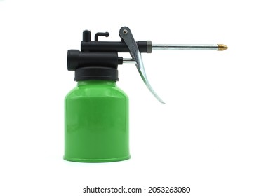 Oil pot grease spray gun high pressure hand oiler pump machine over a white background