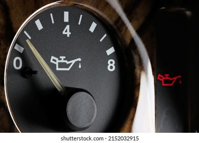 Oil Pressure Gauge In Car Dashboard - Low