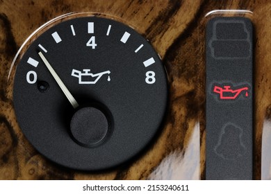 Oil Pressure Gauge In Car Dashboard - Low