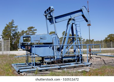 Oil Pump In Disused Oil Well Near The Village Of Rute In The Swedish Province Of Gotland