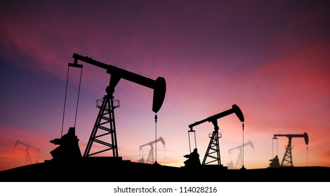 Oil pump oil rig energy industrial machine for petroleum in the sunset background for design - Powered by Shutterstock