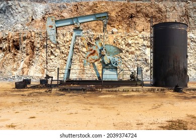 Oil Pump Rig Are Energy Industrial Machine For Drilling Fossil Fuels Output And Crude Petroleum. In Global Coronavirus COVID 19 Crisis.