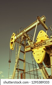 Oil Pumpjack, Industrial Equipment. Rocking Machines For Power Genertion. Extraction Of Oil. Petroleum Concept.