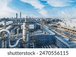Oil refineries and chemical plants in industrial areas