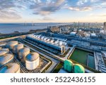 Oil refinery and chemical plant at seaside