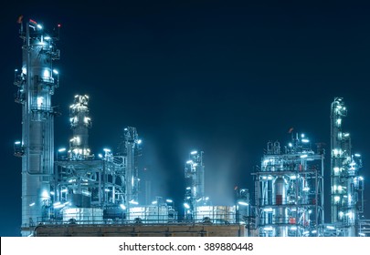 Oil Refinery factory at twilight , petrochemical plant , Petroleum , Chemical Industry
