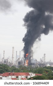 Oil Refinery Fire In Bangkok, Thailand.