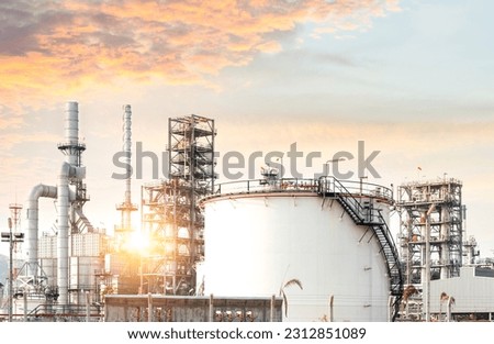 oil refinery and large oil storage tanks
