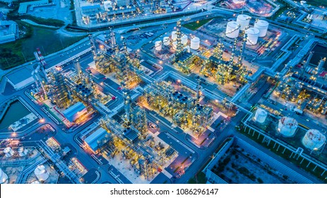 Oil refinery at night 
