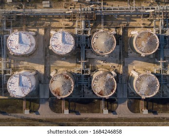 Oil Refinery Plant. Aerial Top Down View.