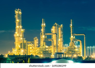 Oil Refinery Plant And Industrial Factory Building Construction From Engineering Technology And Steel Material Such As Steel Structure, Metal, Valve Control, Pipe, Pipeline For Transport Oil And Gas.