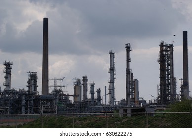 Oil Refinery At Rotterdam Harbor