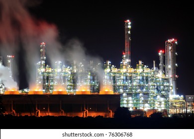 Oil Refinery Working At Night, Eastern Seaboard Thailand